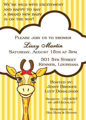GIRAFFE IN CLOUD CUSTOM INVITATION