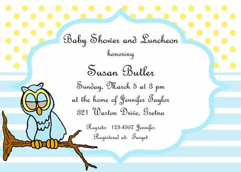 BOY OR GIRL OWL CUSTOM INVITATION