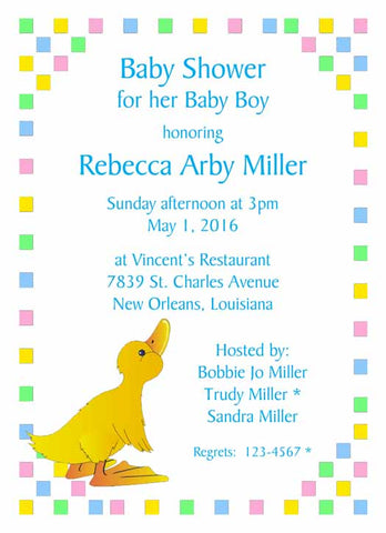 CUTE BABY DUCK CUSTOM INVITATION
