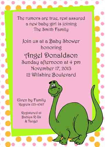 GREEN DINOSAUR CUSTOM INVITATION
