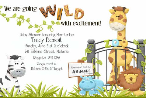 ZOO ANIMALS WILD WITH EXCITEMENT CUSTOM INVITATION