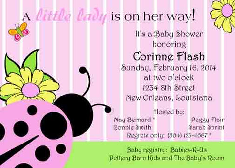 LADYBUG PINK CUSTOM INVITATION