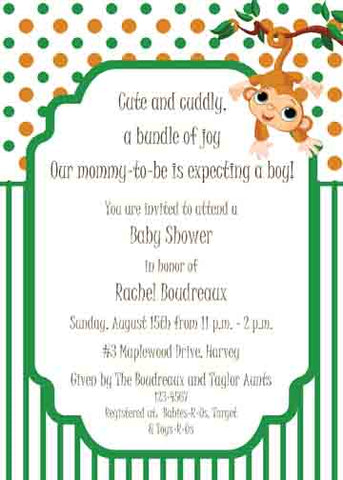 HANGING MONKEY CUSTOM INVITATION