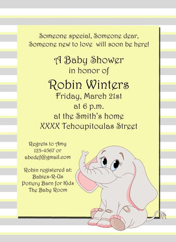 SWEET BABY ELEPHANT CUSTOM INVITATION