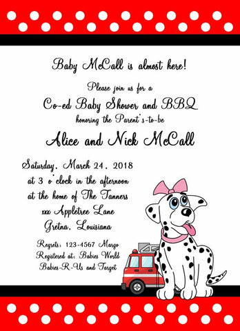 BABY GIRL DALMATIAN CUSTOM INVITATION