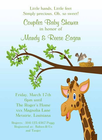 GIRAFFE IN THE TREES CUSTOM INVITATION