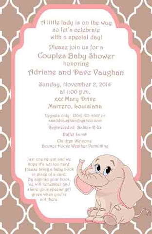 SWEET ELEPHANT QUAD CUSTOM INVITATION