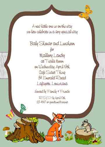 WOODLAND FOREST ANIMALS CUSTOM INVITATION