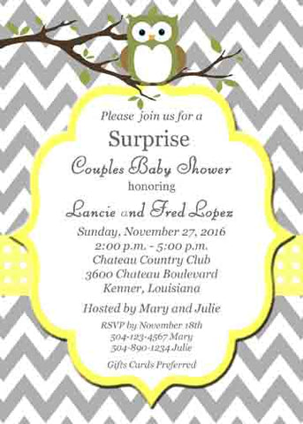 CHEVRON OWL CUSTOM INVITATION