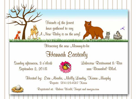 FOREST ANIMALS CUSTOM INVITATION