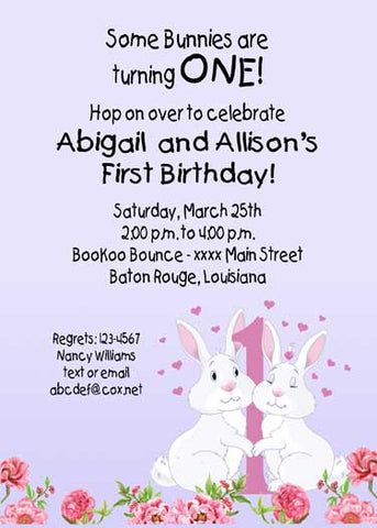 LOVING BUNNIES CUSTOM INVITATION