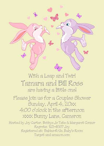 LEAPING BUNNIES CUSTOM INVITATION