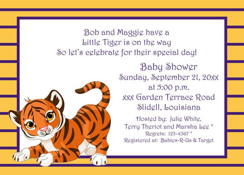 BABY TIGER CUSTOM INVITATION