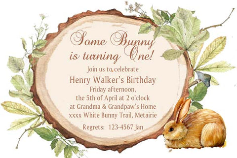 WOODSY BUNNY CUSTOM INVITATION