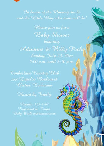 SEAHORSE UNDER THE SEA CUSTOM INVITATION