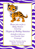 BABY TIGER AND TIGER PRINT CUSTOM INVITATION