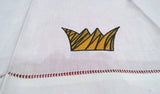 BLACK AND GOLD CROWN LINEN GUEST TOWEL