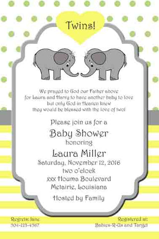 TWIN ELEPHANTS CUSTOM INVITATION