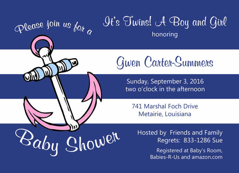 ANCHOR TWINS CUSTOM INVITATION