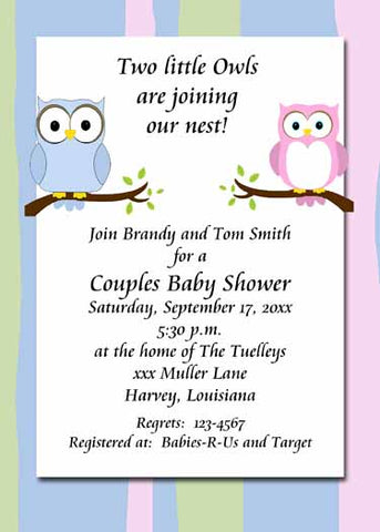 TWIN OWLS CUSTOM INVITATION