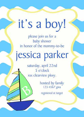 SAILBOAT AND WAVES CUSTOM INVITATION