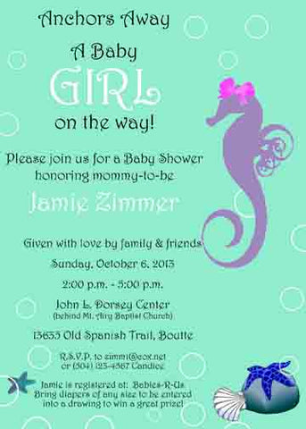 SEAHORSE UNDER THE SEA CUSTOM INVITATION
