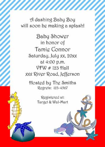 ANCHOR AND SEA LIFE CUSTOM INVITATION