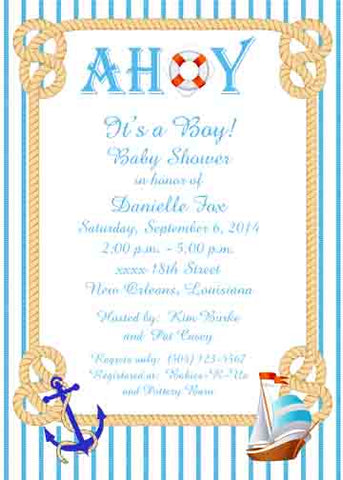 SEERSUCKER SAILBOAT CUSTOM INVITATION