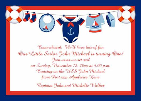 NAUTICAL CLOTHES LINE CUSTOM INVITATION