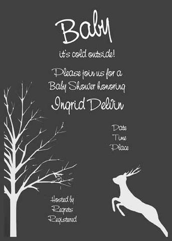 CHALKBOARD DEER SILHOUETTE CUSTOM INVITATION