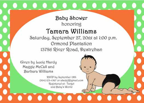 AFRO-AMERICAN CRAWLING BABY BOY CUSTOM INVITATION