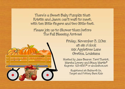 WAGON OF PUMPKINS CUSTOM INVITATION