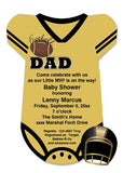 BLACK AND GOLD FOOTBALL ONESIE CUSTOM INVITATION