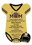 BLACK AND GOLD FOOTBALL ONESIE CUSTOM INVITATION