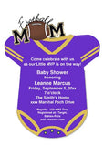 PURPLE AND GOLD FOOTBALL ONESIE CUSTOM INVITATION