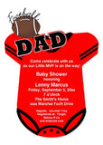 RED AND BLACK FOOTBALL ONESIE CUSTOM INVITATION