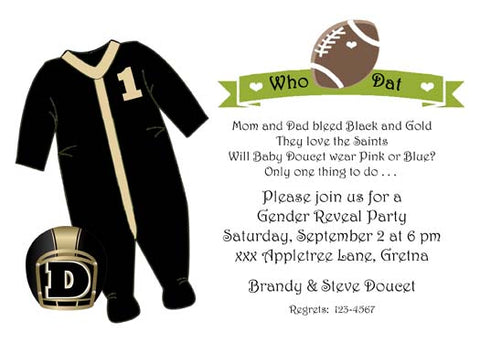 BLACK AND GOLD FOOTBALL SLEEPER CUSTOM INVITATION