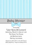 PIN STRIPES WITH BOW TIE OR  DIAPER PIN CUSTOM INVITATION