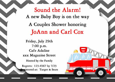 FIRETRUCK CUSTOM INVITATION