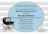BLACK STROLLER, PRAM OR BABY CARRIAGE CUSTOM INVITATION