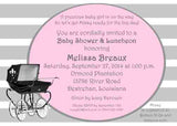 BLACK STROLLER, PRAM OR BABY CARRIAGE CUSTOM INVITATION