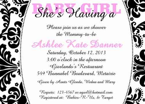 DAMASK BORDER CUSTOM INVITATION