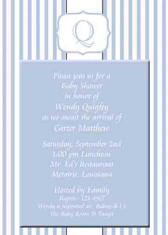 STRIPES AND MONOGRAM CUSTOM INVITATION