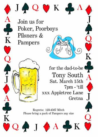 PAMPERS AND POKER DAD'S SHOWER CUSTOM INVITATION