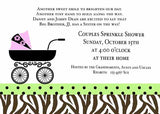 SPRINKLE SHOWER WITH LEOPARD BABY CARRIAGE CUSTOM INVITATION