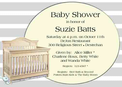 BABY BED CUSTOM INVITATION