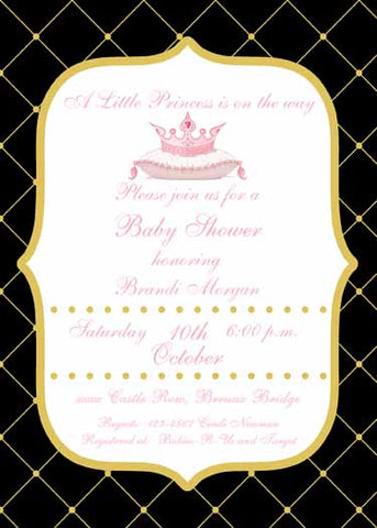 PRINCESS CROWN ON PILLOW CUSTOM INVITATION