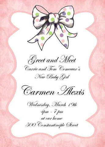 POLKA DOT BOW CUSTOM INVITATION
