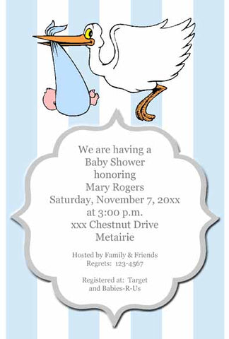STORK WITH BABY CUSTOM INVITATION