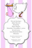 STORK WITH BABY CUSTOM INVITATION